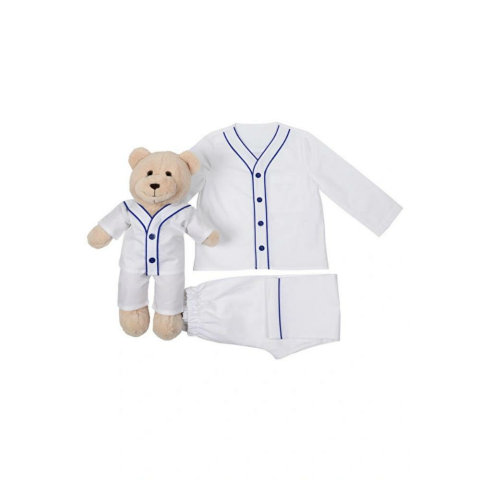 Luna Mia Elegant White Boy Long Sleeve Uyku Arkadaşlı Çocuk Pijama Takımı