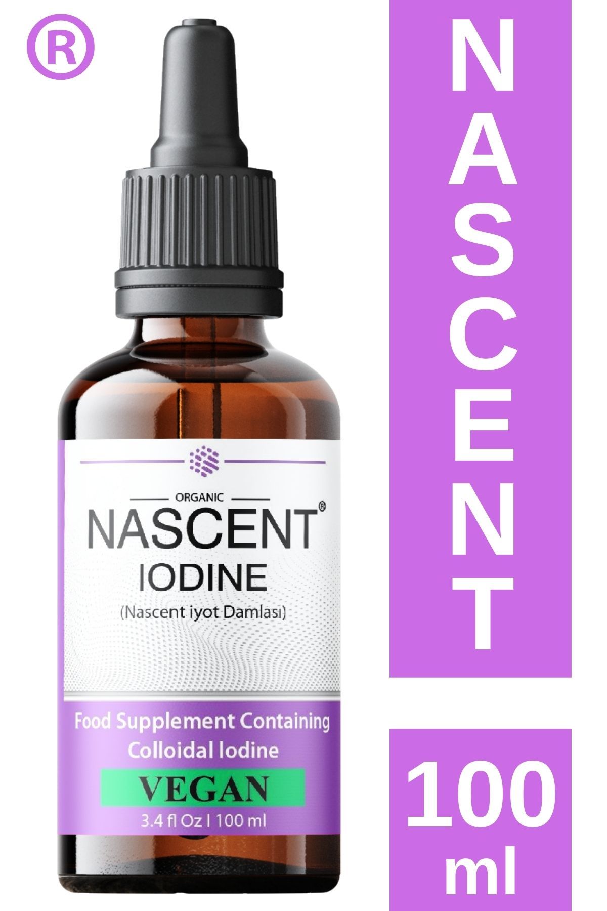 Nascent iyot | 100 ml Damla | Kollaidal Doğal iyot | VEGAN | FDA izinli