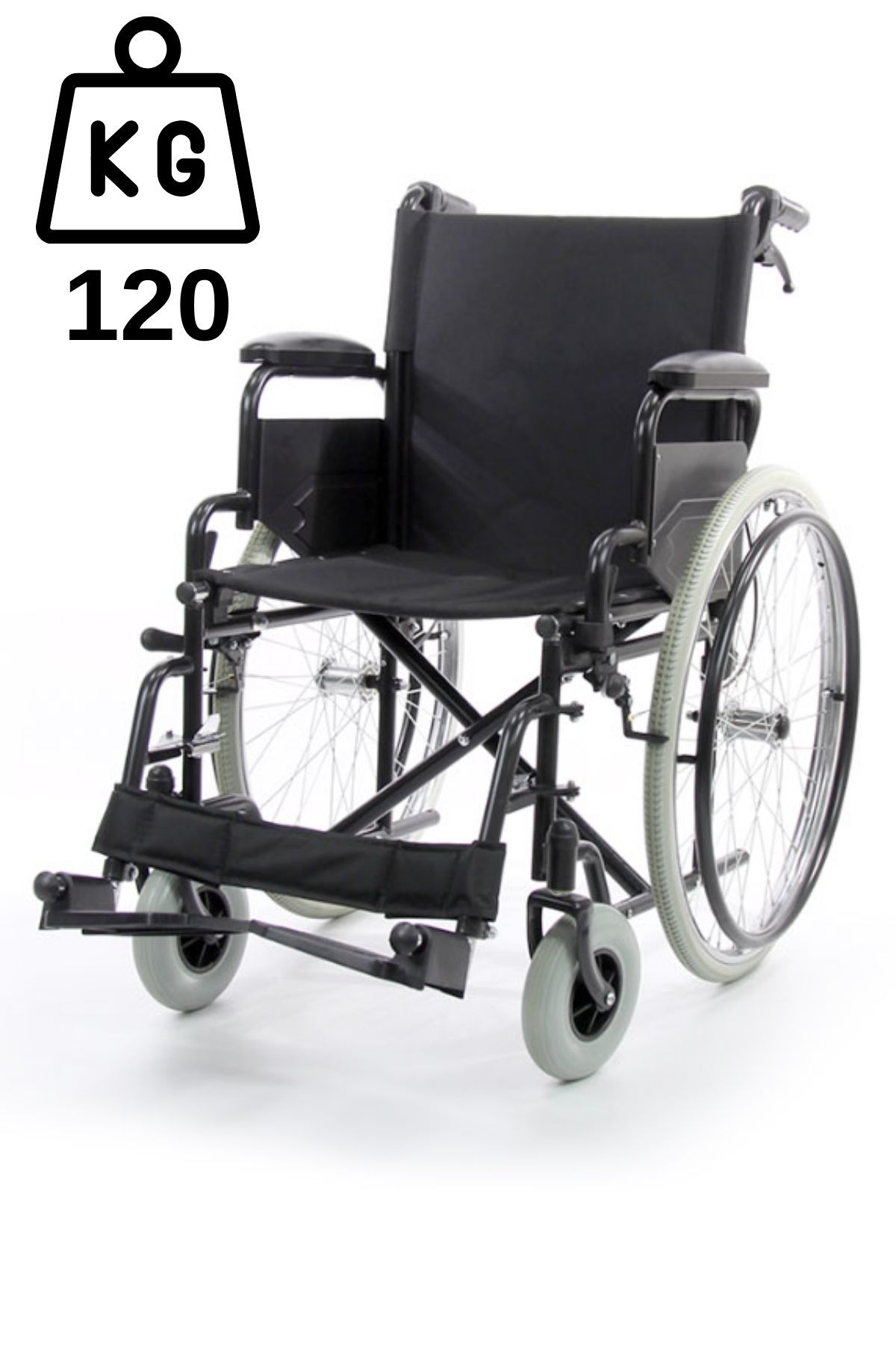 Çok Sağlam Tekerlekli Sandalye | 120 kg Taşır | Kalın Ön Tekerli