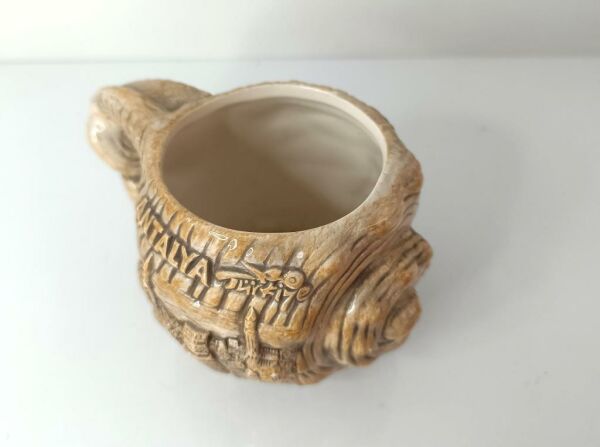 Seramik kupa bardak antalya görselli meşrubat su bardağı kulplu hediye