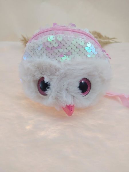 Sevimli Peluş Baykuş Renk Değiştiren Pul Payetli Çocuk Makyaj Bozuk Para Cüzdanı