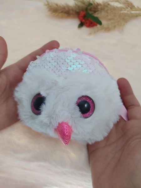 Sevimli Peluş Baykuş Renk Değiştiren Pul Payetli Çocuk Makyaj Bozuk Para Cüzdanı