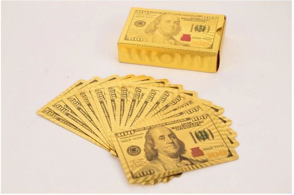 İskambil Kağıdı Dolar Poker Oyun Kartları Su Geçirmez Plastik Altın Folyo Havuz oyun kartı