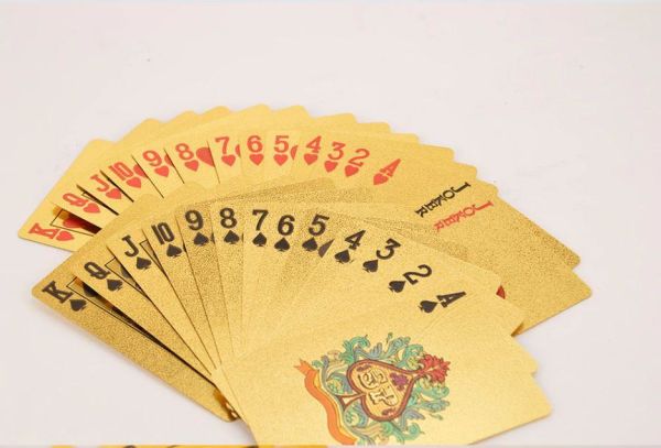 İskambil Kağıdı Dolar Poker Oyun Kartları Su Geçirmez Plastik Altın Folyo Havuz oyun kartı