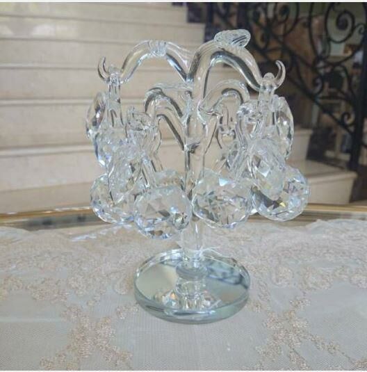 Kristal Kiraz Ağacı Ayna Cam Meyve Ev Ofis Dekor Biblo Masa Ev Düğün Nişan Organize Dekorasyon