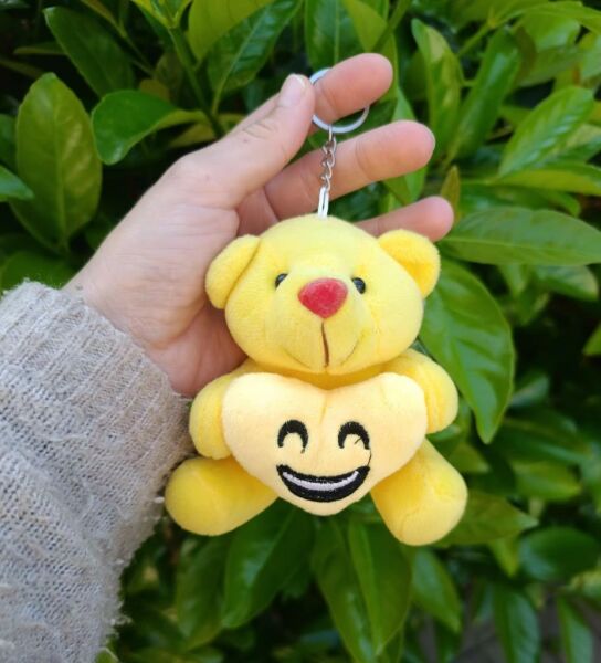 Sevimli Ayı Gülen Emoji Peluş Anahtarlık Çanta Süsü Oyuncak Oyun Arkadaşı
