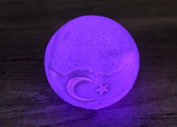 Türkiye Bayrak Temalı Dekoratif 3D Ay Lamba Renk Değiştiren Gece Lambası