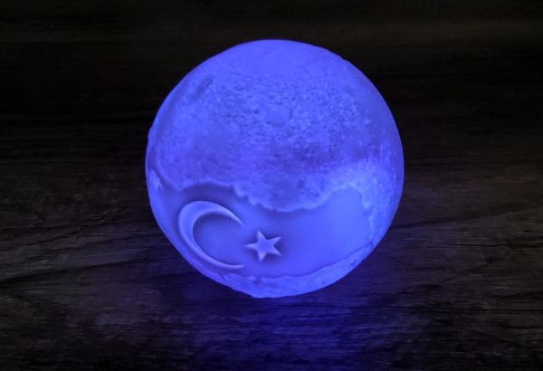 Türkiye Bayrak Temalı Dekoratif 3D Ay Lamba Renk Değiştiren Gece Lambası