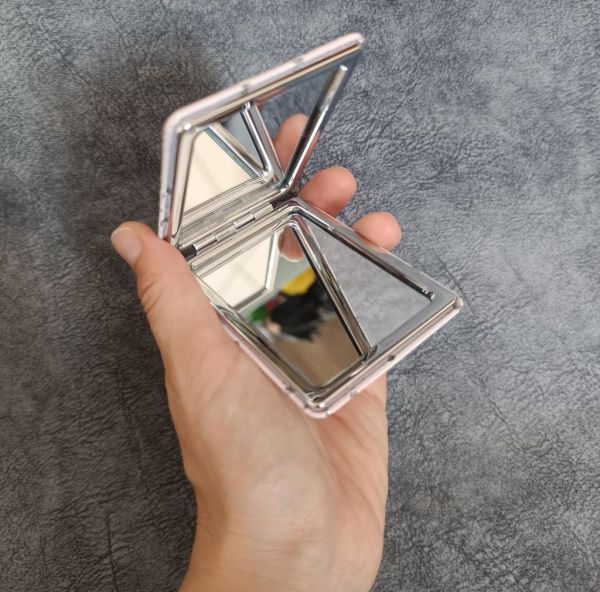 Cep Ayna Avokada Makyaj Çanta Seyahat Taşınabilir Ayna Simli Sulu Kozmetik