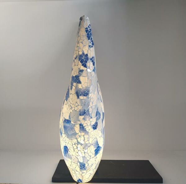 Masa Lambası Yarım Ay Cam Mozaik Sanatsal El İşciliğidir Heykel 60  cm