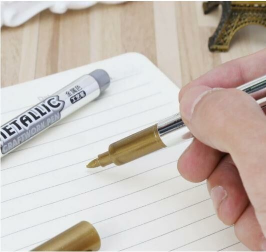 Kalem Yazı İmza Çizim Zanaat Metalik Altın Renk Düğün Kartı İmza Kalemi Su Bazlı Boya Kalem
