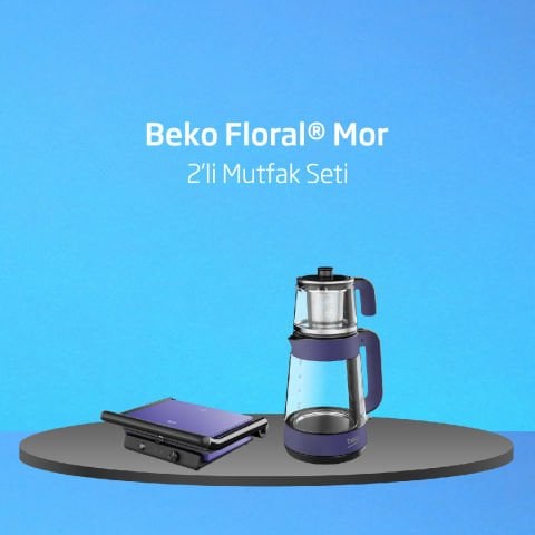 Beko Floral Mor 2'li Mutfak Seti