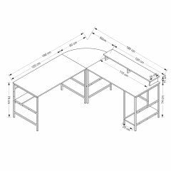 Minar Greta L Köşe Çalışma Masası - Dore/Siyah
