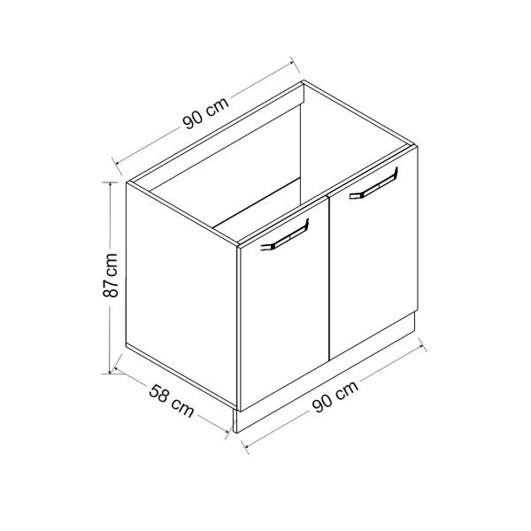 Minar 90 Cm Mutfak Dolabı Beyaz 90-B1-Alt Modül