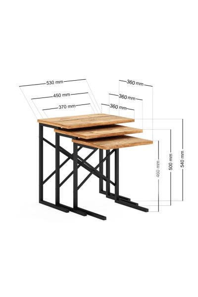 Ceramical Zg1 3Lü Zigon Sehpa - Atlantik Çam