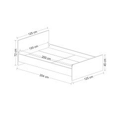 Kale Tek Kişilik Karyola 120X200 Antrasit