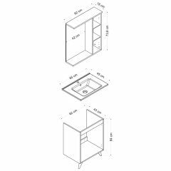 Sanya Banyo Dolabı 65Cm Ay2K+1K1A+Etj Beyaz Antrasit