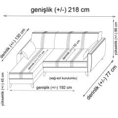 Zaden Sandıklı Bazalı L Köşe Koltuk ve Berjer - Koyu Gri