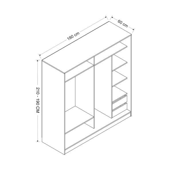 Minar Kale 2 Kapaklı Sürgülü Dolap 180 Cm - Dore/Beyaz