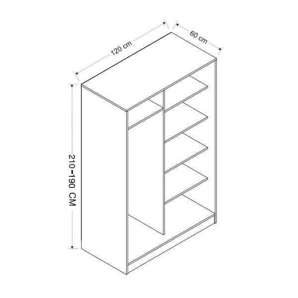 Minar Kale 2 Kapaklı Sürgülü Dolap 120 Cm - Beyaz/Royal Mermer