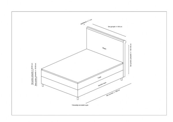 Sonata Baza+Başlık+Vassi Pedli Yatak Antrasit