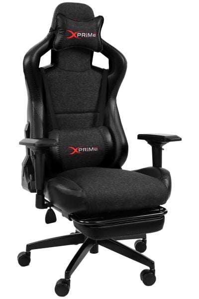 XPrime Over Pro. Oyuncu Koltuğu Hybrid Kumaş 4D Kolçak Ayak Uzatmalı Jet Black Siyah