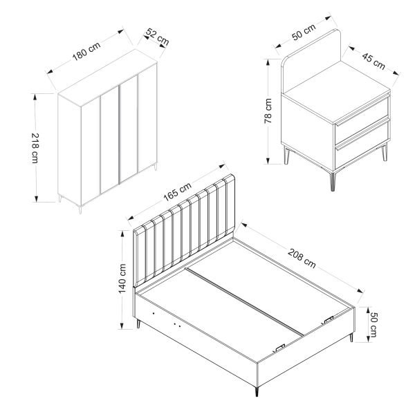 Elevate Set 1 Beyaz (Baza+4K Dlp+2 Komodın) Senkron