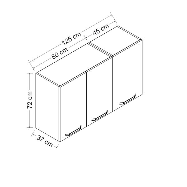 Minar 125 Cm Mutfak Dolabı Beyaz 125-B1-Üst Modül