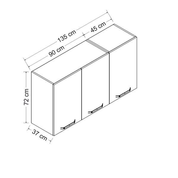 Minar 135 Cm Mutfak Dolabı Beyaz 135-B1-Üst Modül