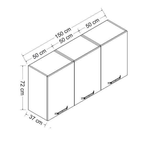 Minar 150 Cm Mutfak Dolabı Beyaz 150-B2-Üst Modül