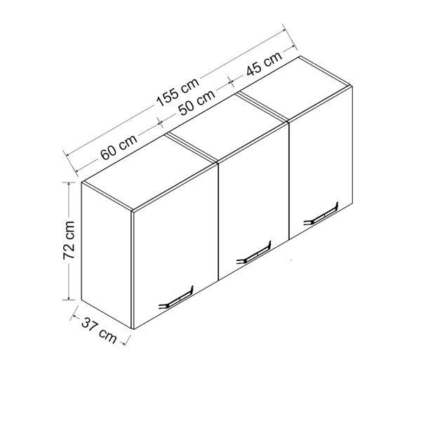 Minar 155 Cm Mutfak Dolabı Beyaz 155-B1-Üst Modül