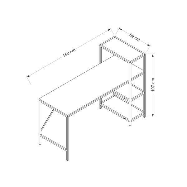 Aron Metal Ayaklı Çalışma Masası - Dore/Mat Siyah