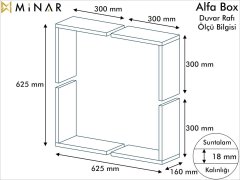 Minar Alfa Box Dekoratif Duvar Rafı Sarı