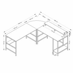 Minar Greta L Köşe Çalışma Masası - Mat Siyah