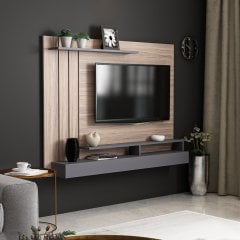 Minar Lawrance Raflı Modern Tv Ünitesi - Kaman/Antrasit