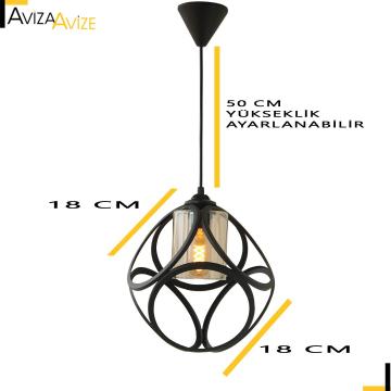 Aviza Avize Çember Küp 18 Cm Siyah Camlı Tekli Avize