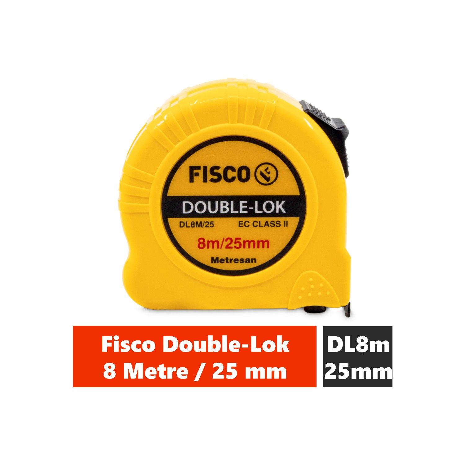 Fisco Double-Lok | 8 Metre / 25 mm Çelik Şerit Metre | DL8M/25MM