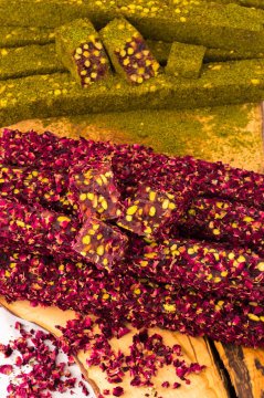 Bol Antep Fıstıklı Karışık Kral Lokum Hediyelik Deri Desenli Kutuda 250gr - Vegan, Glikozsuz Lokum