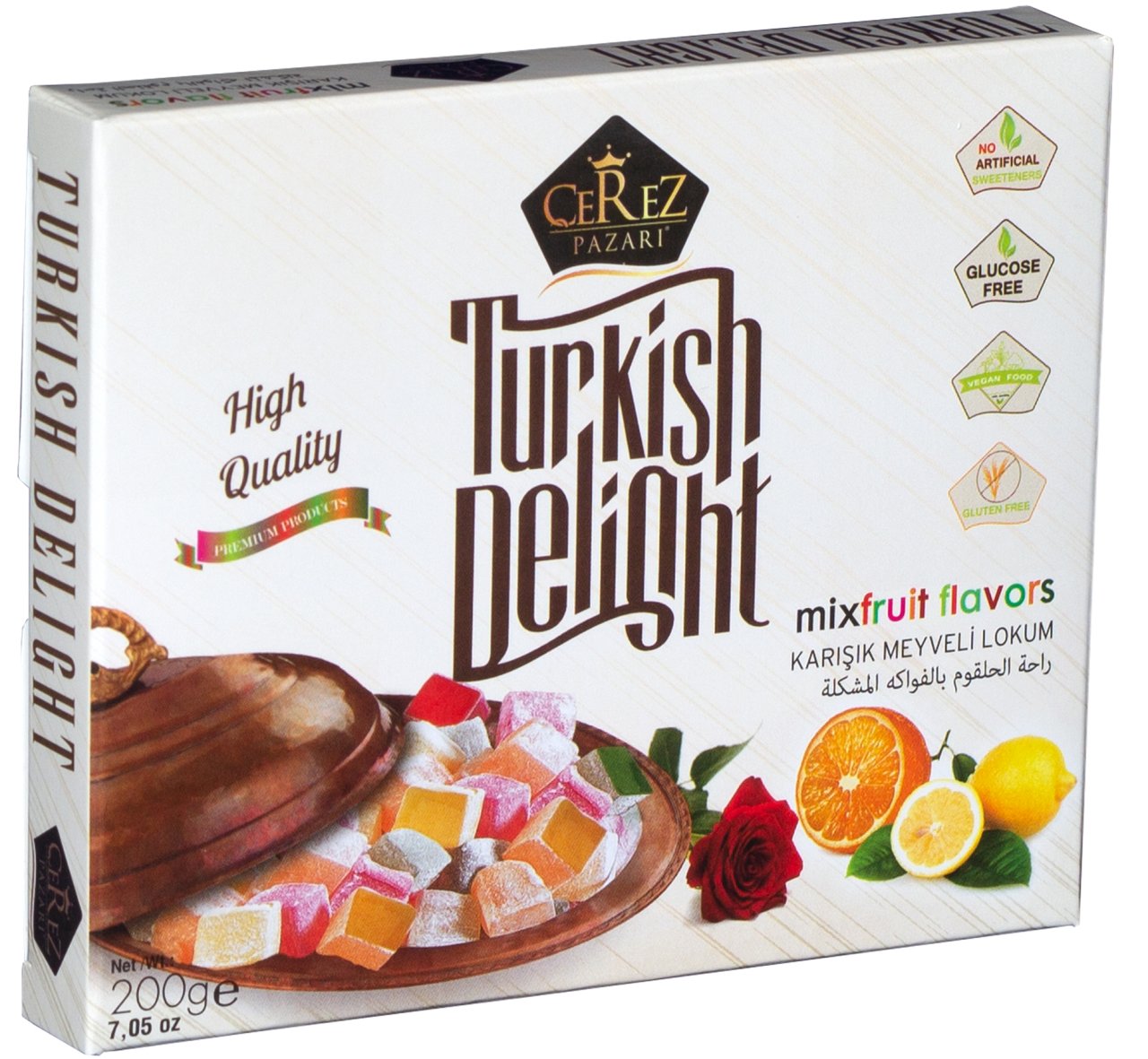 Karışık Meyve  Aromalı Lokum (Glikozsuz, Vegan Lokum) 200g