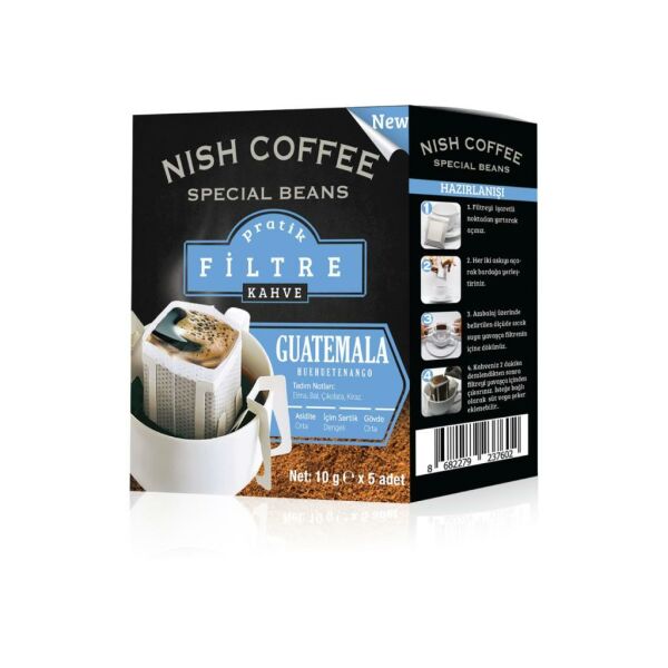 Nish Pratik Filtre Kahve Kolombiya - Guatemala - Kenya - Yüksek Kafein 4lü