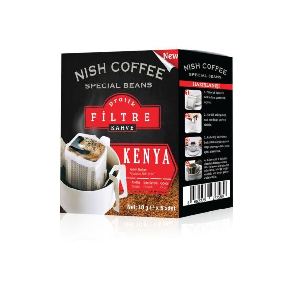 Nish Pratik Filtre Kahve 2xKolombiya - 2xGuatemala - 2xKenya - 2xYüksek Kafein 8li