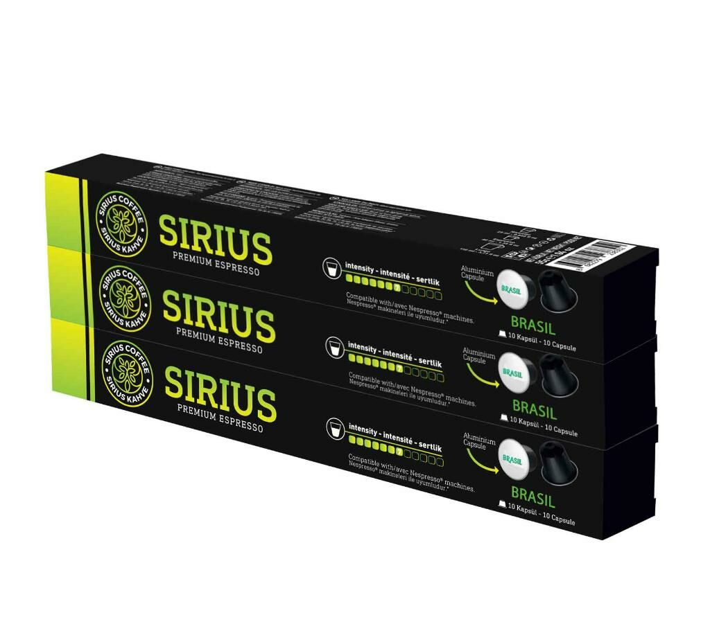 Sirius Nespresso Uyumlu Single Origin Kapsül Kahve 7 Brasil 3'lü Set (30 Kapsül)