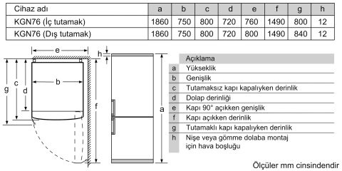 Bosch KGN76CIE0N Kombi No Frost Buzdolabı