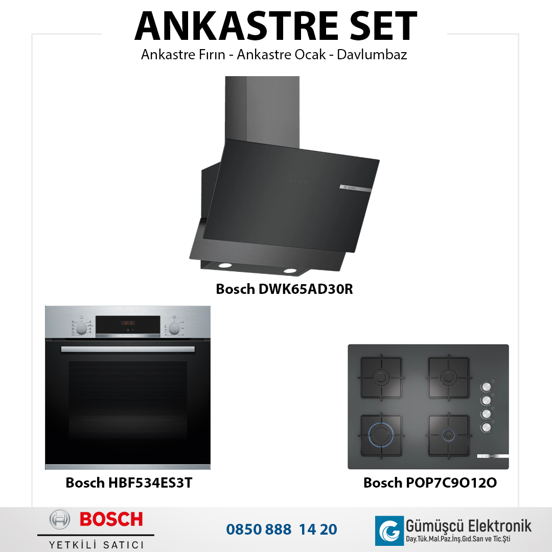 Bosch Ankastre Set HBF534ES3T, POP7C9O12O, DWK65AD30R