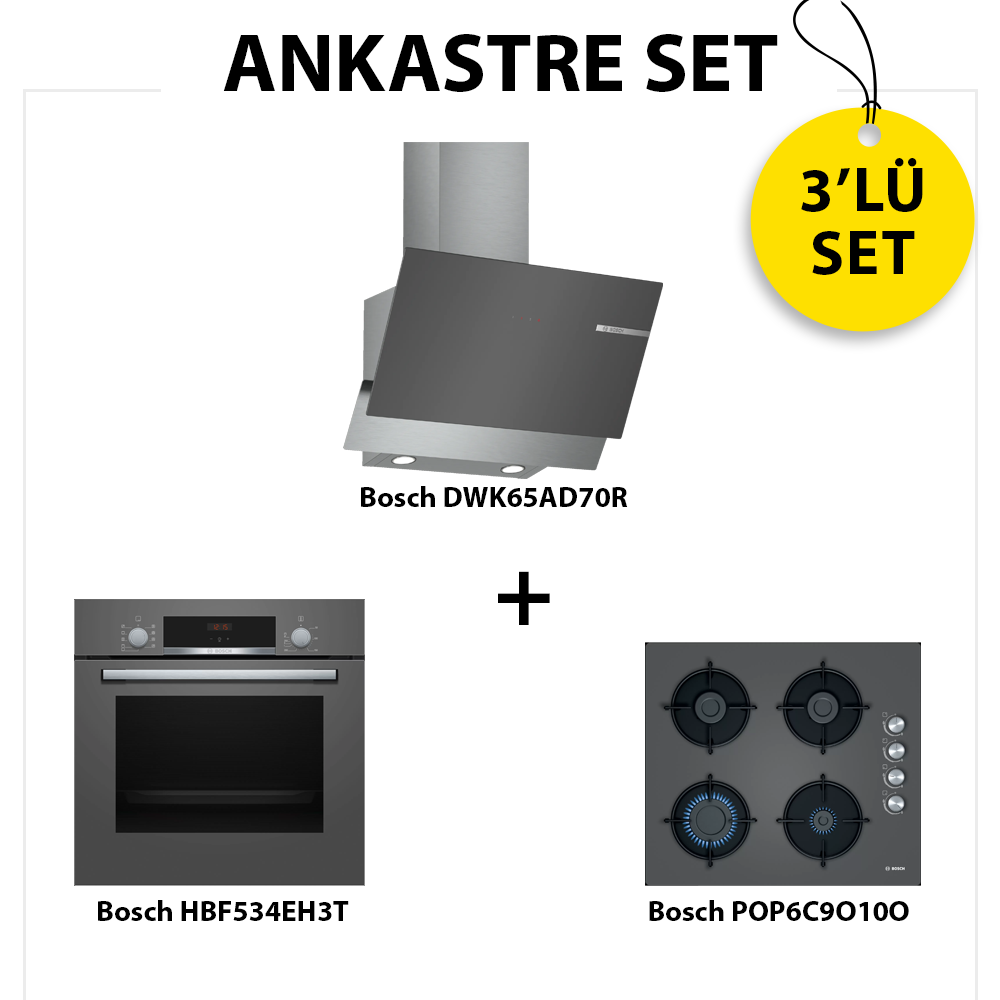 Bosch Ankastre Set HBF534EH3T, POP6C9O10O, DWK65AD70R
