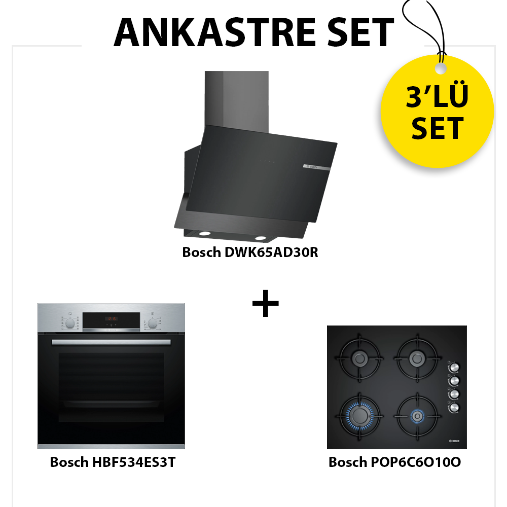 Bosch Ankastre Set HBF534ES3T, POP6C6O10O, DWK65AD30R