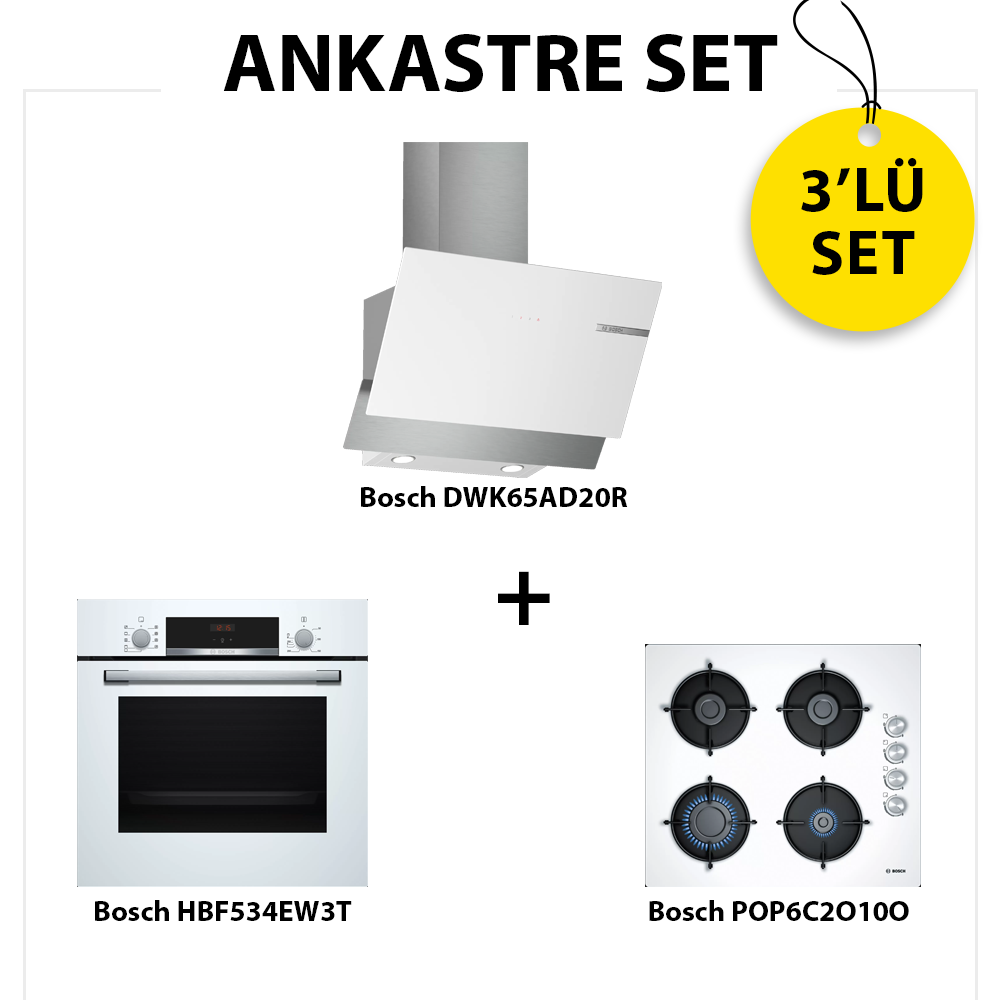 Bosch Ankastre Set HBF534EW3T, POP6C2O10O, DWK65AD20R
