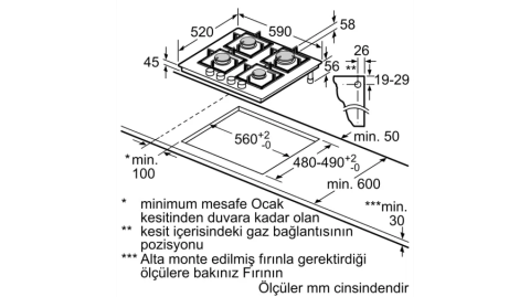 Bosch PPP6A2B20O Doğalgazlı Beyaz Cam Ankastre Ocak