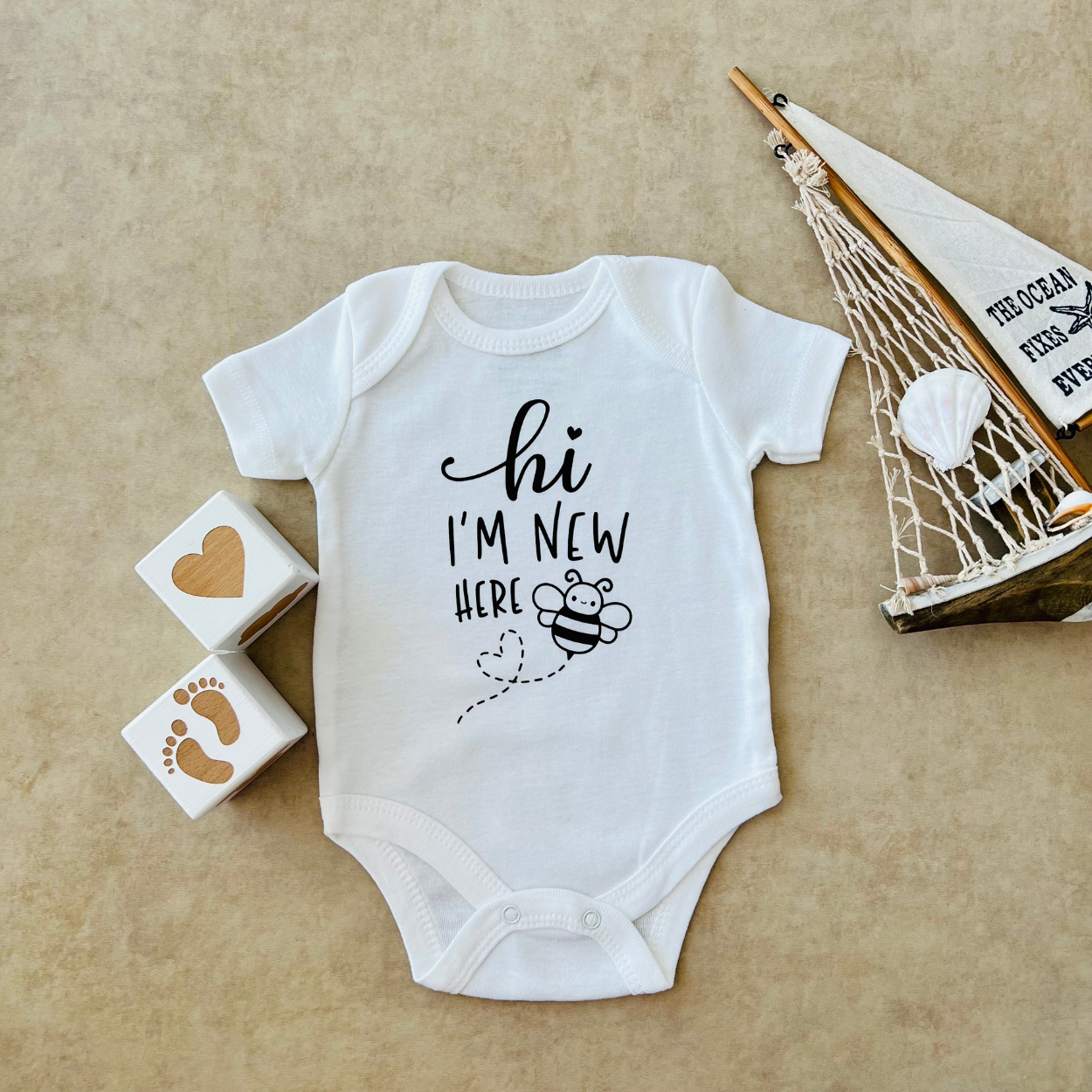 Hi I'm New Here - Özel Tasarım Bebek Body/Zıbın Baby Bodysuit
