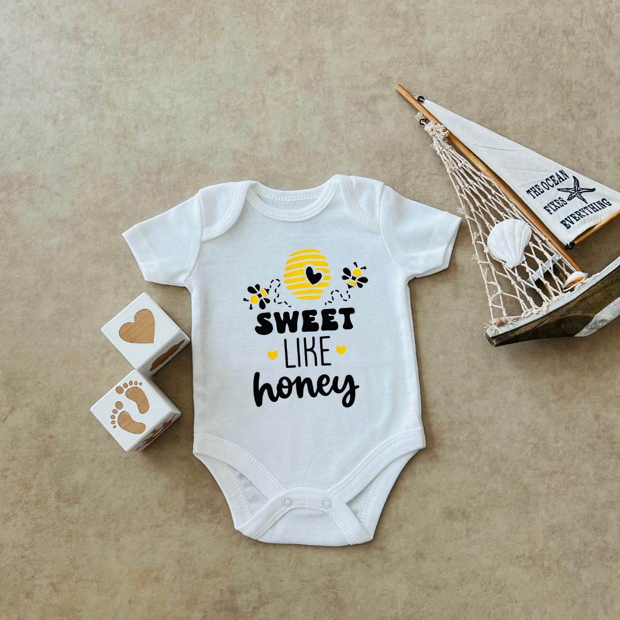 Sweet Like Honey - Özel Tasarım Bebek Body/Zıbın Baby Bodysuit